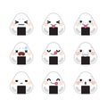 Set of Kawaii onigiri emoji set isolated on white background.