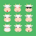 Set of cute cartoon cow emoji set isolated on white background. Royalty Free Stock Photo