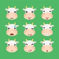 Set of cute cartoon cow emoji set isolated on white background. Royalty Free Stock Photo