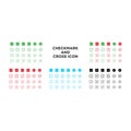 Set of checkmark and cross icon with various colors. Royalty Free Stock Photo
