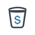 Capital, money waste, basket, Recycle bin, waste bin, icon vector illustrator