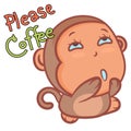 Please coffee with brown little monkey