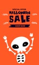 Halloween sale banner. Halloween background with pumpkin, ghost, monster, witch, black cats and candy . Invitation flyer or templa Royalty Free Stock Photo