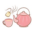 Cute Teapot vector Illustration with hand drawn doodle style