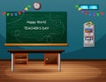 World Teacher Day text on the classroom
