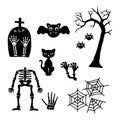 Collection of halloween silhouettes icon.