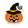 Happy halloween concept. Pumkin with scary face cartoon. Royalty Free Stock Photo