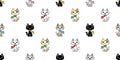 Cat seamless pattern christmas scarf kitten vector calico cartoon collar isolated repeat wallpaper tile background character doodl