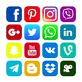 Collection of popular social media icons.Isolated on white background.