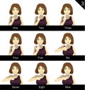 Manga Style Sign Language Set 3 Numbers Royalty Free Stock Photo