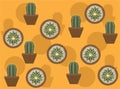 Parodia Magnifica Succulent Cactus Vector Seamless Background Wallpaper-01