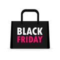 Black Friday shopping concept. Black paper bag icon banner template isolated on white background Vector illustration Royalty Free Stock Photo