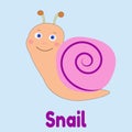 Animal Snail Playing Card For Kids Cartoon Vector