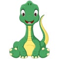 Cartoon baby Brachiosaurus dinosaur sitting