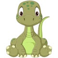 Cartoon baby brontosaurus dinosaur sitting