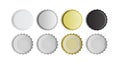 White, black, silver and gold bottle cap top and bottom view Royalty Free Stock Photo