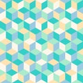 Abstract seamless pattern of colored pastel hexagonal cubes, Modern stylish of repeating geometric mosaic.