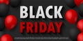 Black Friday Sale Promotion Poster or banner with Shiny Balloons on black Background , Big Sale Event Promo and shopping template Royalty Free Stock Photo