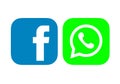 Set of Facebook and Whatsapp logos. Royalty Free Stock Photo