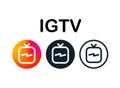 IGTV round logo icons printed on white paper.
