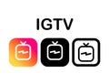 Instagram IGTV square logo icons printed on white paper.
