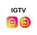 Instagram IGTV round and square logo icons printed on white paper.