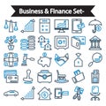 Business & Finance set-1 Outline blue Series ,balance ,chart ,lock ,hammer ,locker ,love , icon vector illustration