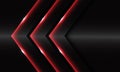 Abstract triple red glossy arrow direction on dark grey hexagon mesh metallic design modern luxury futuristic background vector Royalty Free Stock Photo