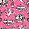Hand Drawn Love, Wedding And Valentines Day Seamless Pattern Royalty Free Stock Photo