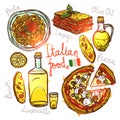 Italian Sketch Hand Drawn Food