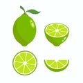 Lime slice green illustration flat vector Royalty Free Stock Photo