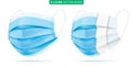 Set of 3 ply disposable face masks.