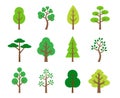 Trees collection set, Different trees cartoon icon, Simple flat design isolated on white background, Vector illustration. Royalty Free Stock Photo