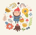 Gnome cute children`s character Royalty Free Stock Photo