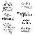 Coffee quotes vector set - coffee advertisement logo