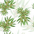 Floral seamless pattern with olive tree vector illustration