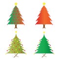 Four Christmas trees vector set in multiple colors