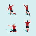 Raise hand up goal celebration set - soccer goal celebration Royalty Free Stock Photo
