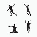 Raise hand up goal celebration set - silhouette flat illustration Royalty Free Stock Photo