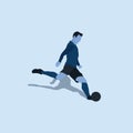 Shoot with power in soccer - two tone flat illustration