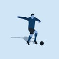 Dribble with pace in soccer - two tone flat illustration -