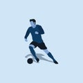 Two tone flat illustration - smooth dribble in soccer