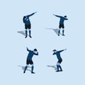 Soccer player do a dab celebration set - two tone flat illustration