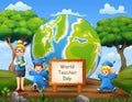 World Teachers Day with graduation kids and teacher