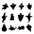 Collection of icons for Halloween - ghosts in different shapes. Vector art.