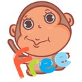 Little brown monkey cartoon with free scene