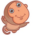 Little brown monkey cartoon smiling Royalty Free Stock Photo