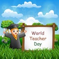 Happy World Teachers Day with graduation kids