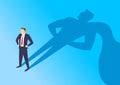 Businessman with superhero shadow, Motivation leader and ambition to success, Business concept. Royalty Free Stock Photo