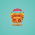 Old school radio illustration logo idea concept 90s Royalty Free Stock Photo